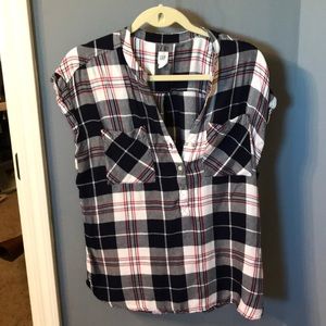 Red/white/blue plaid cap sleeve